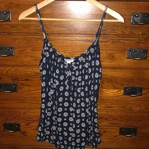 Navy tank top with white print